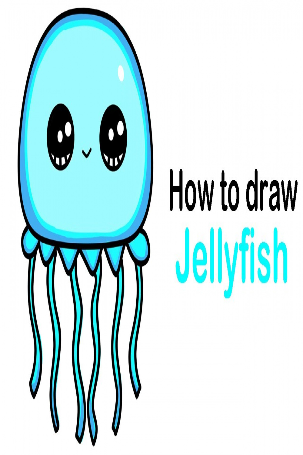 How to draw a jellyfish easy step by step, cute drawings ideas for girls or  kids