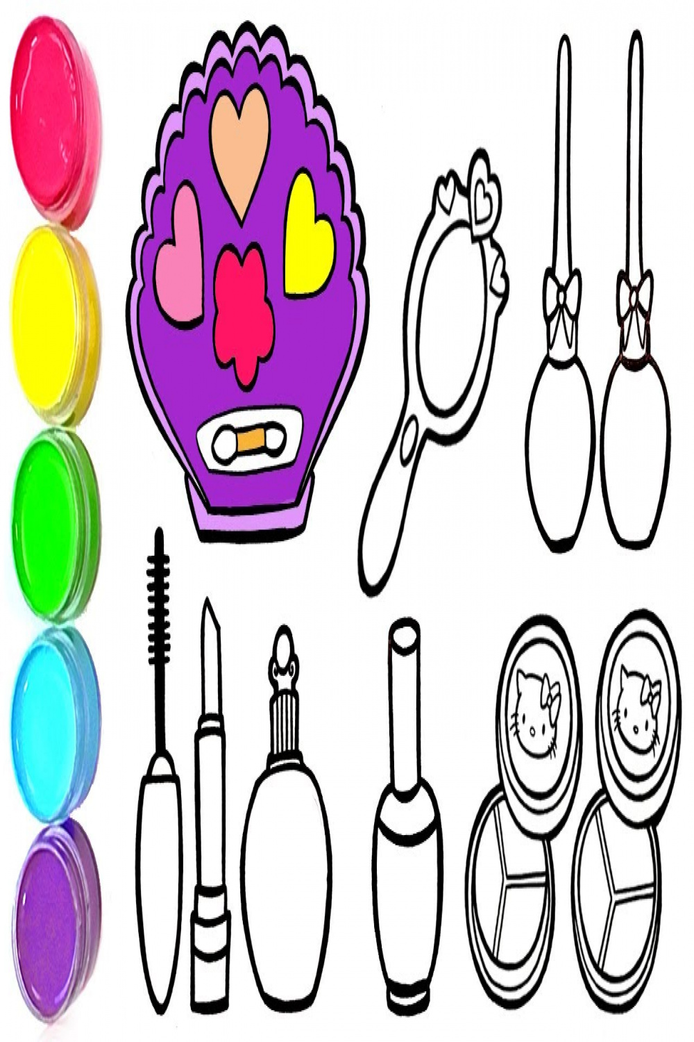 How to Draw a Makeup set Hello Kitty for Kids