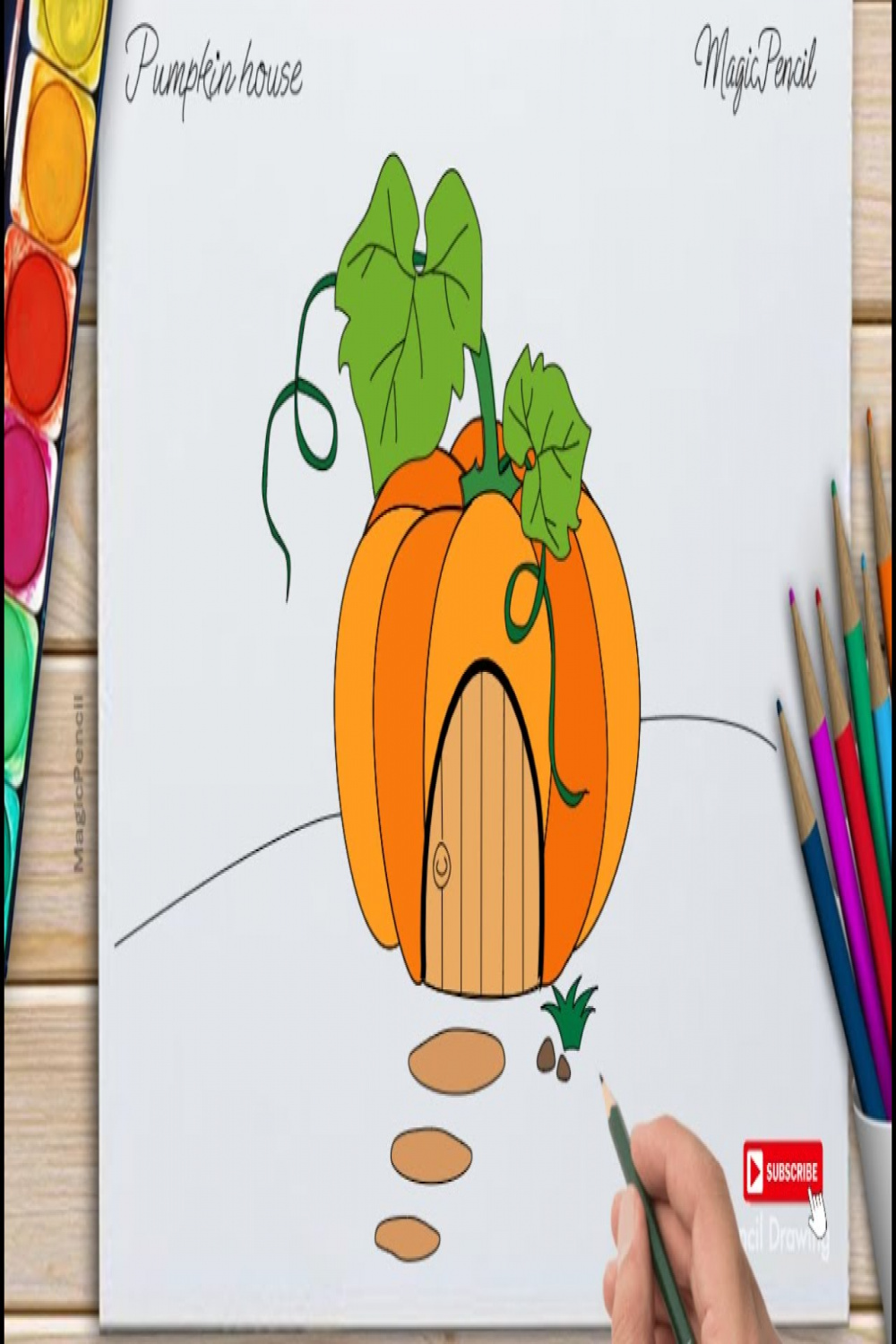 How to draw a pumpkin house step by step with Magic Pencil Drawings
