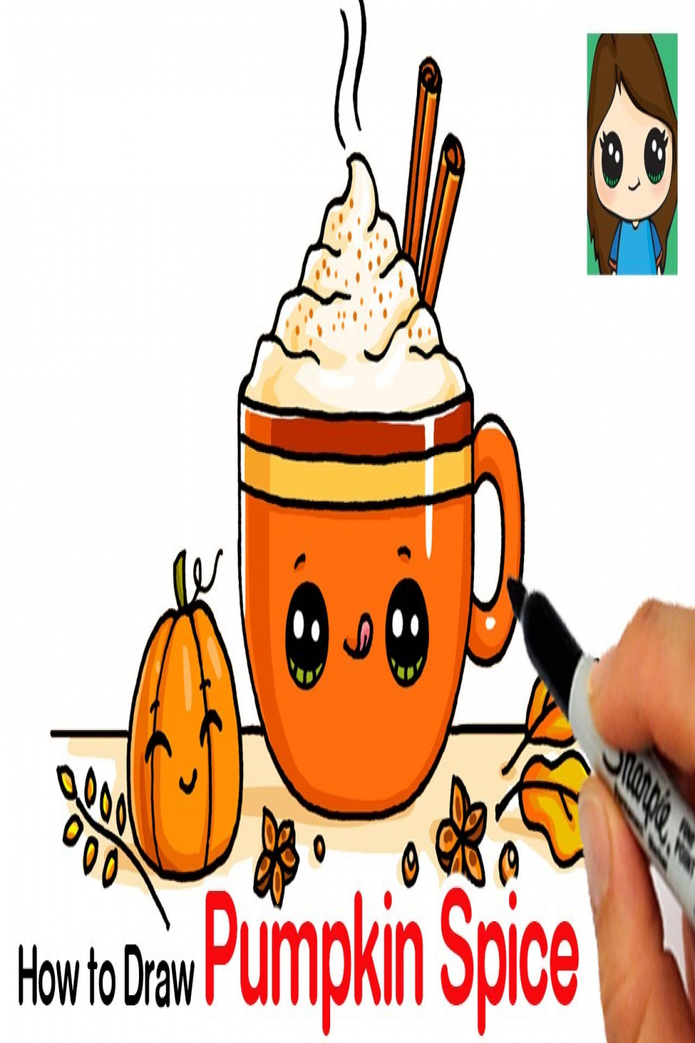How to Draw a Pumpkin Spice Latte Easy