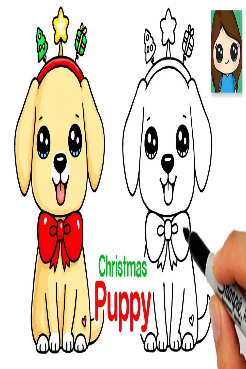 How to Draw a Puppy Dog for Christmas Easy - KidzTube