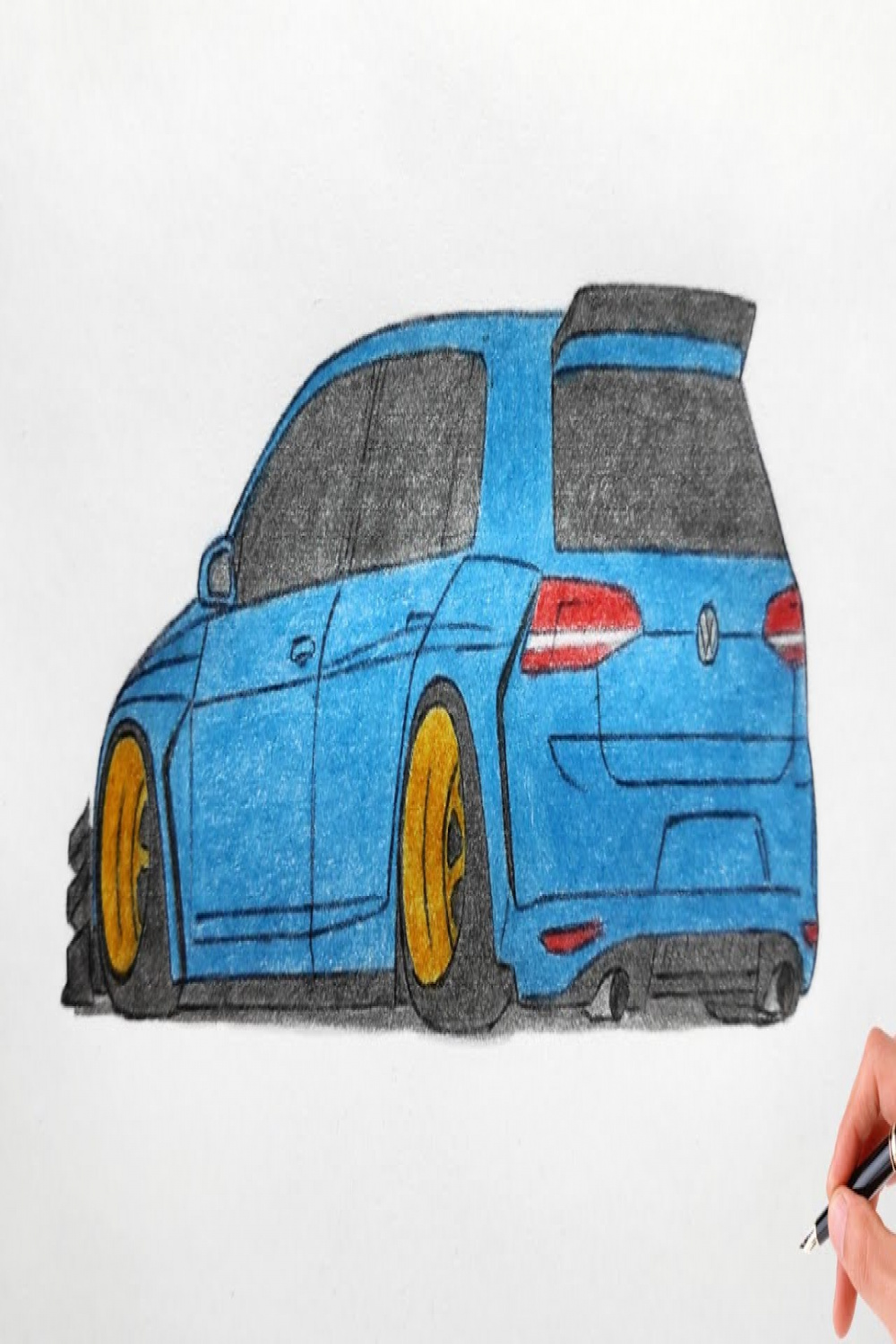 How to draw a VOLKSWAGEN GOLF  R  / drawing d car / coloring vw golf  mk gti 201 stance