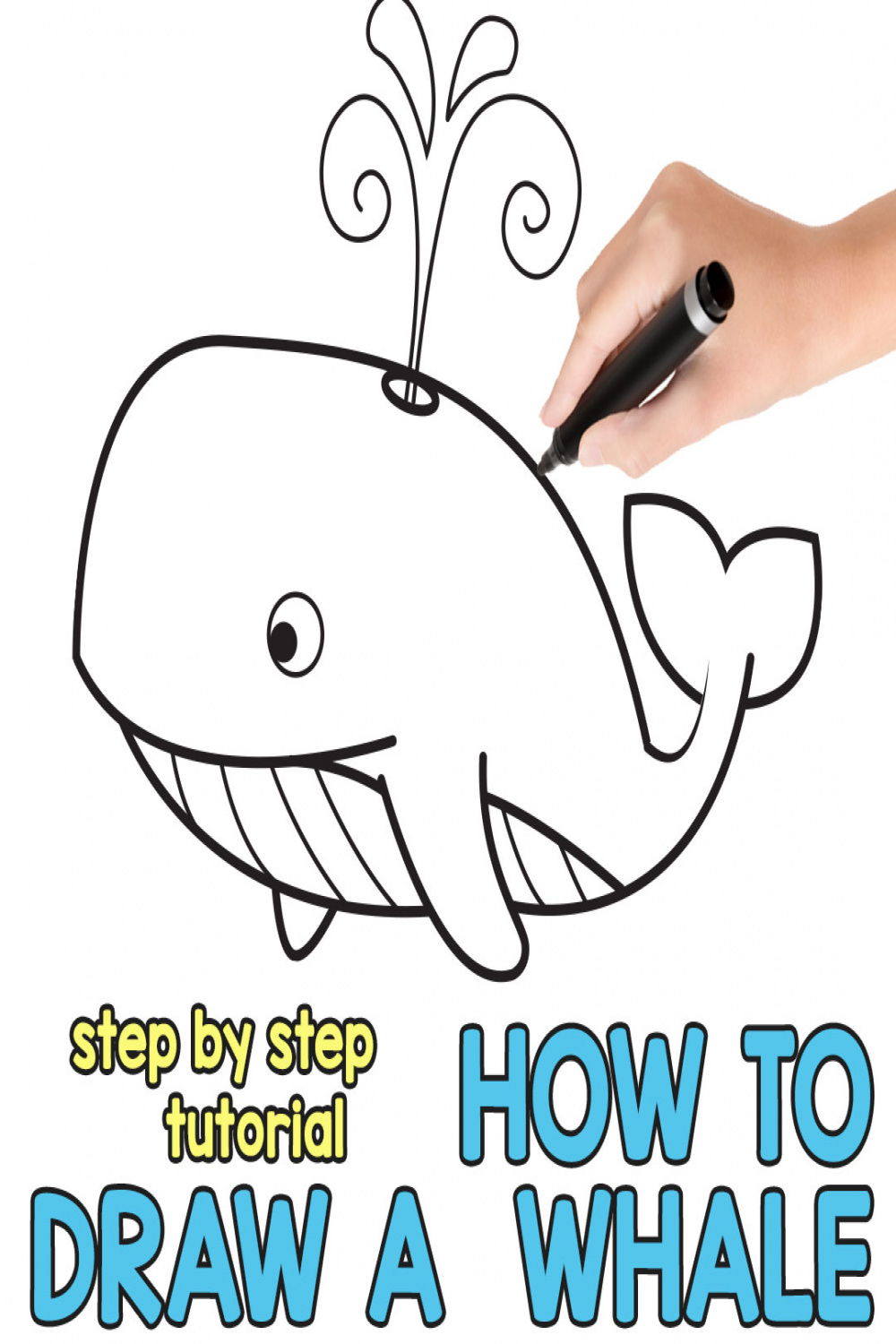 How to Draw a Whale Step by Step (cartoon style) - Easy Peasy and Fun