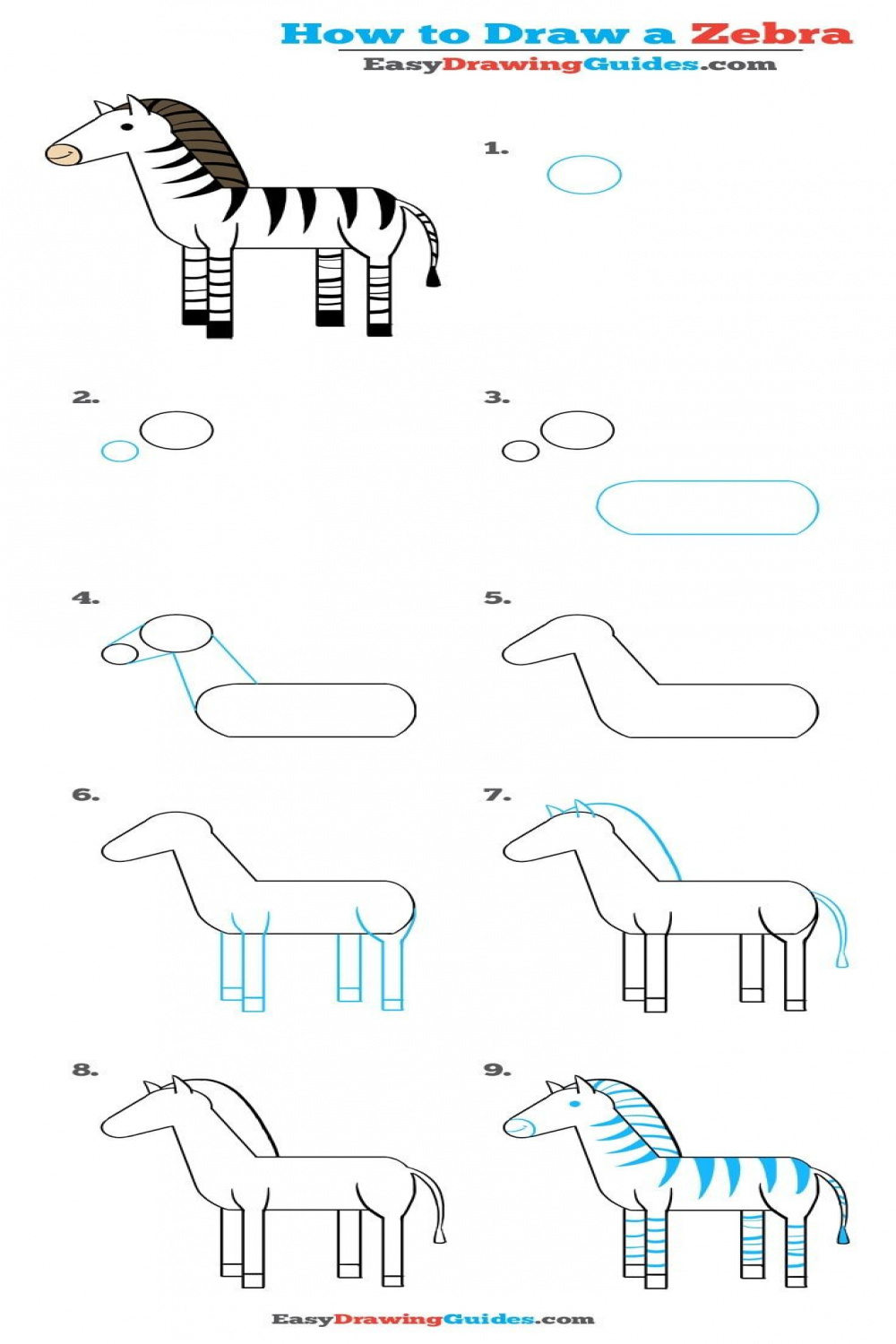 How to Draw a Zebra - Really Easy Drawing Tutorial  얼룩말 그리기