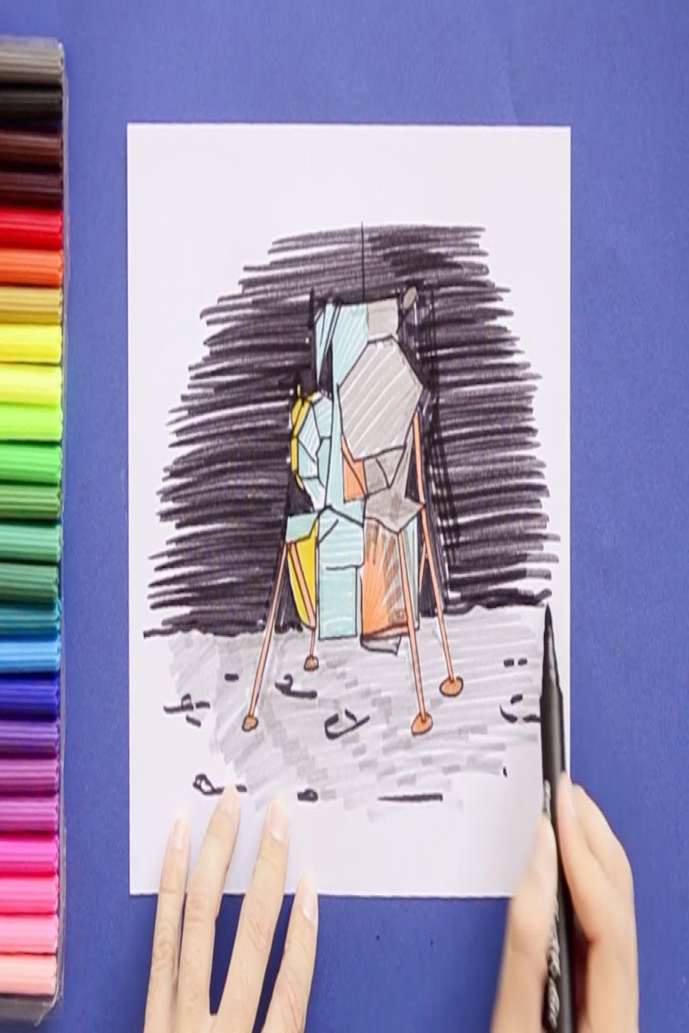 How to draw Apollo  Moon Landing (Eagle Space Capsule)