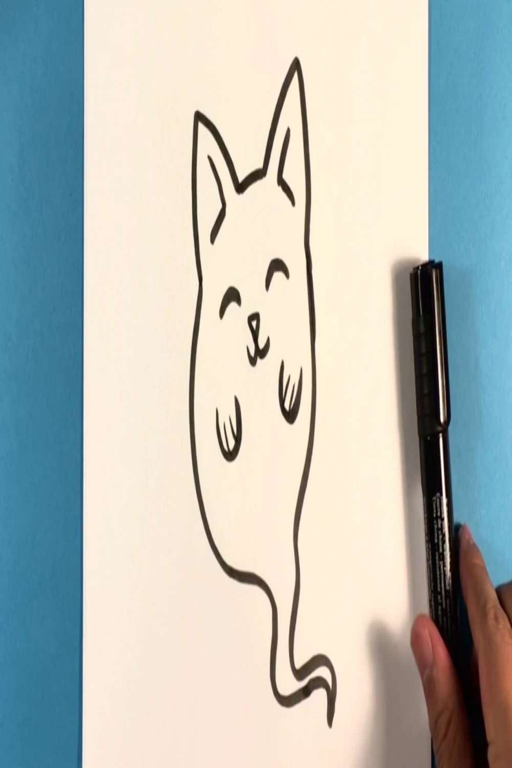 How to Draw Cat Ghost - Halloween Drawings - Cute Animals to Draw