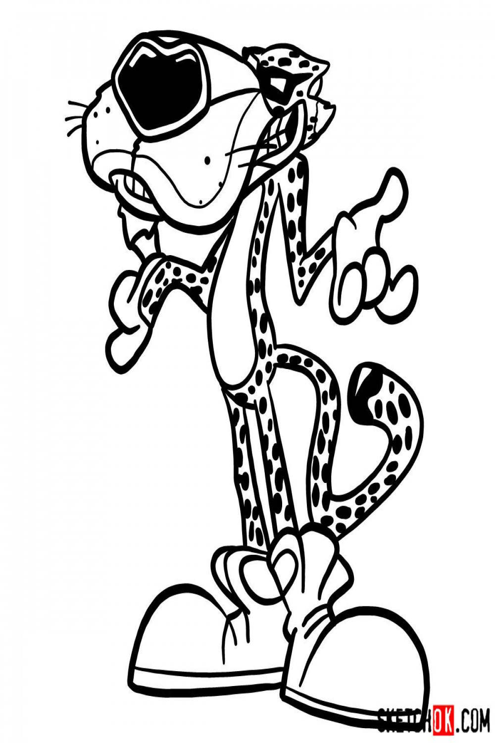 How to draw Chester Cheetah - SketchOk - step-by-step drawing