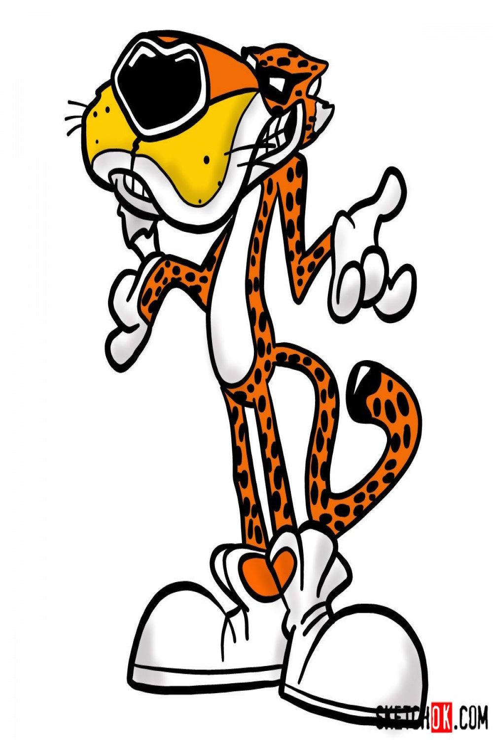 How to draw Chester Cheetah - Step by step drawing tutorials