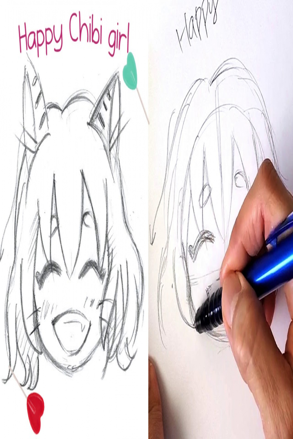 How to draw Chibi Girls Facial Expressions! Step by Step!