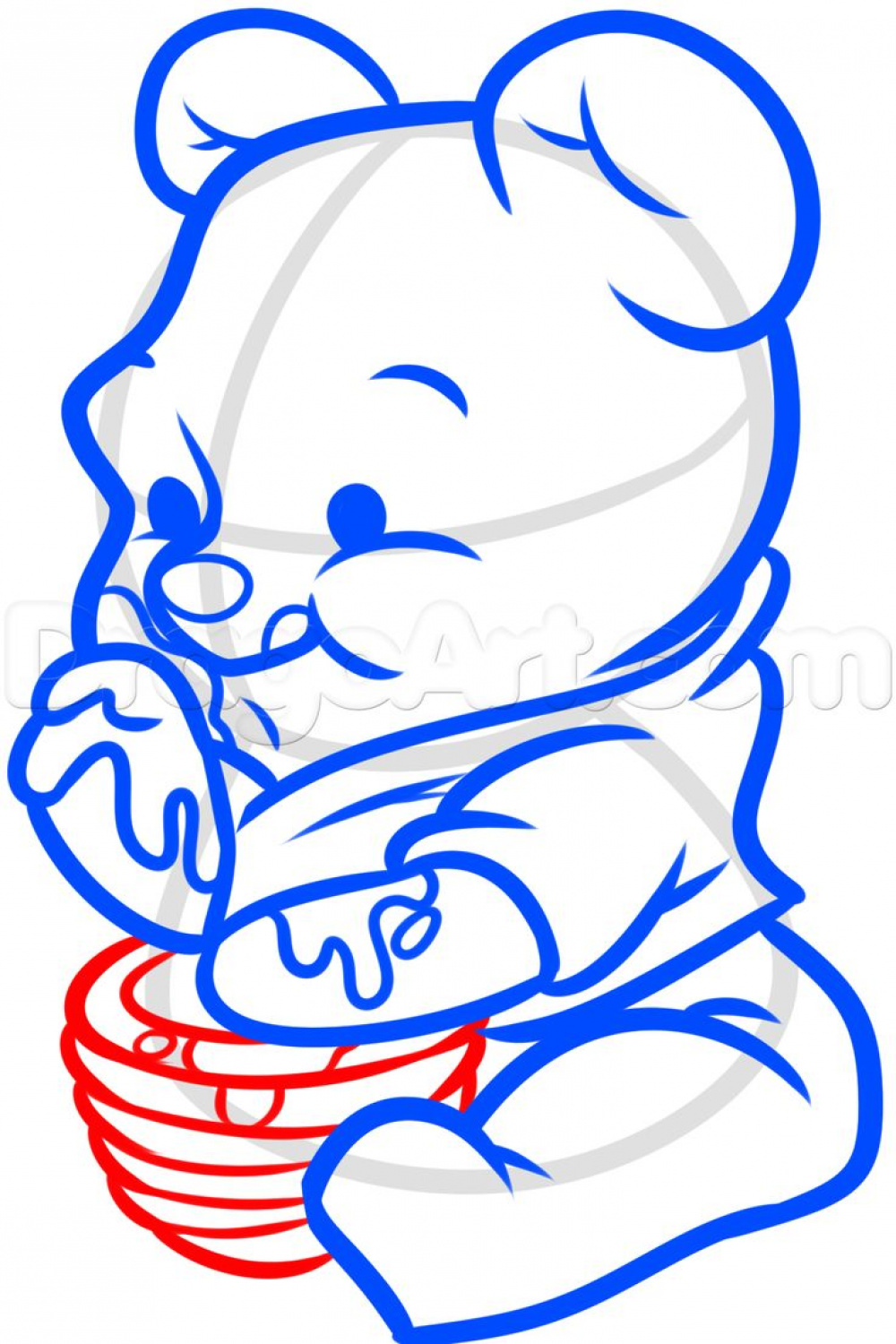 how to draw chibi winnie the pooh, pooh bear step   Chibi