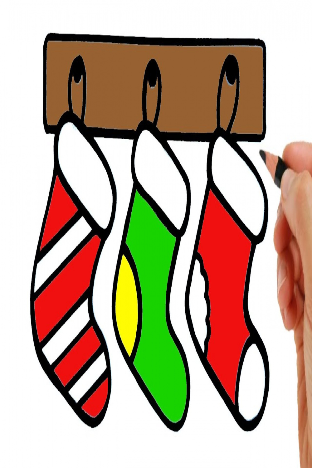 HOW TO DRAW CHRISTMAS SOCKS - HOW TO DRAW CHRISTMAS ORNAMENTS