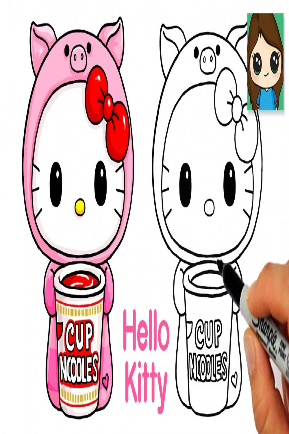How to Draw Cup Noodles  Hello Kitty