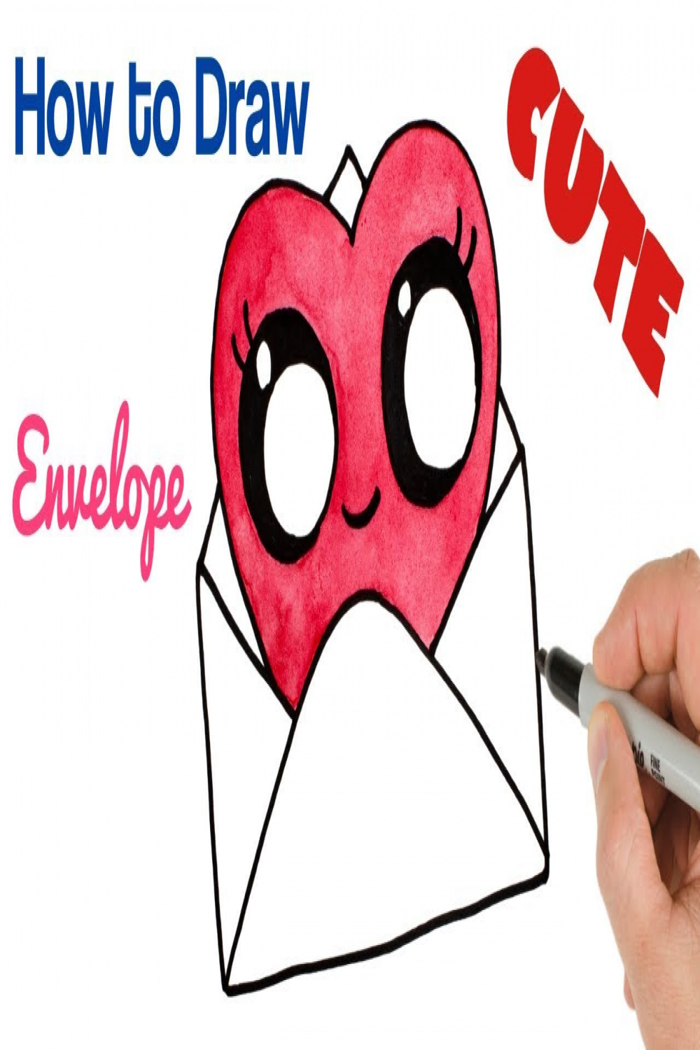 How to Draw Cute Envelope Heart Watercolor  Valentine