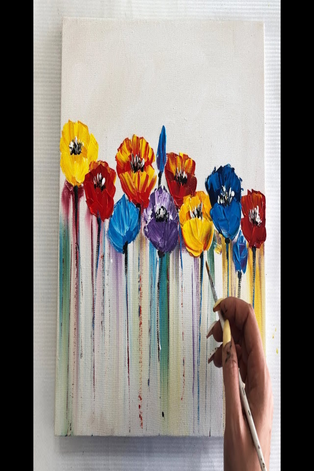 How to draw easy flowers painting / Demonstration /Acrylic Technique on  canvas by Julia Kotenko