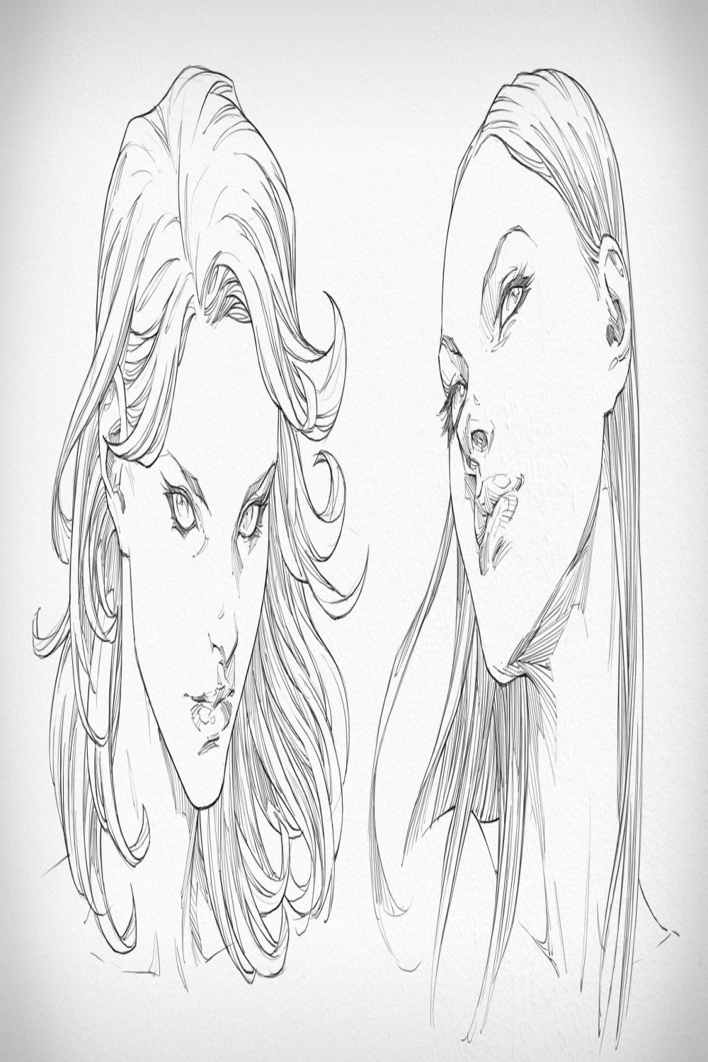 How To Draw Faces  Female Heads: Downward and Upward Angles