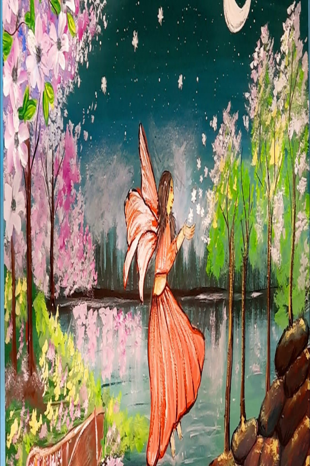 How to draw fairy land scenery ,drawing and painting for beginners