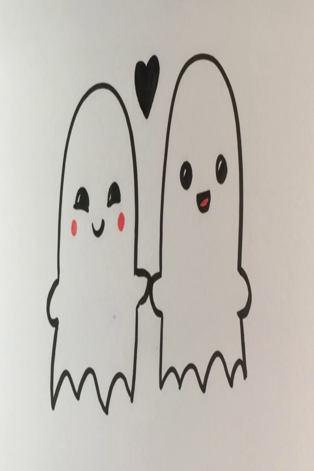 How to Draw Ghosts in Love - Cute - Halloween Drawings