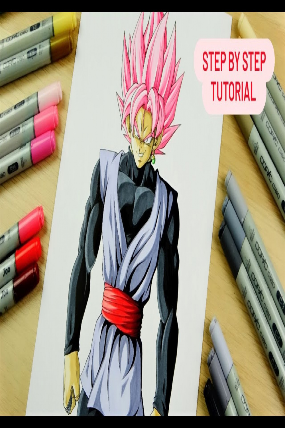 How to Draw Goku Black SSj Rose  Step by Step Drawing Tutorial  K