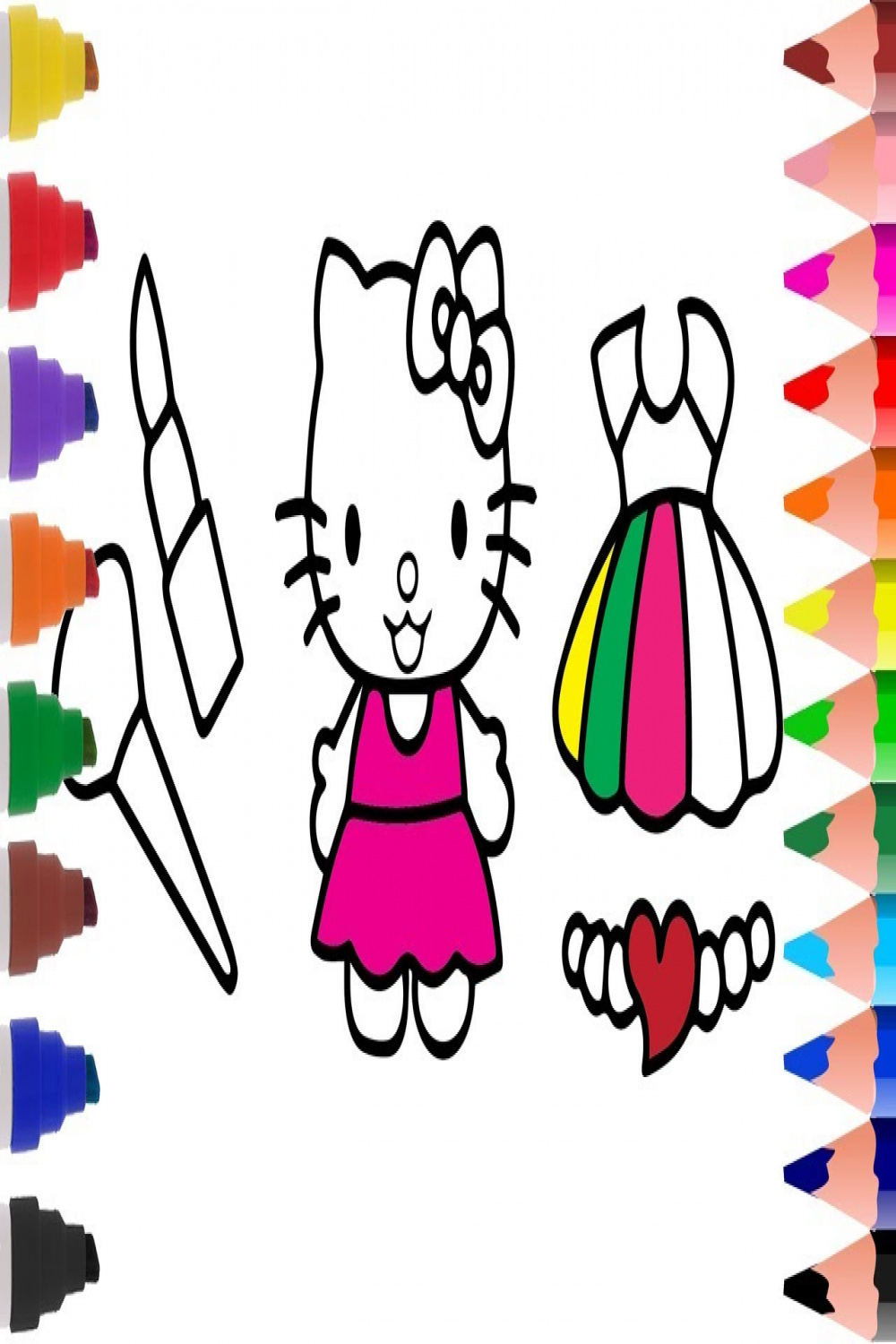 How to Draw Hello Kitty and Dress for Kids  How to Drawing Coloring Pages  for Kids