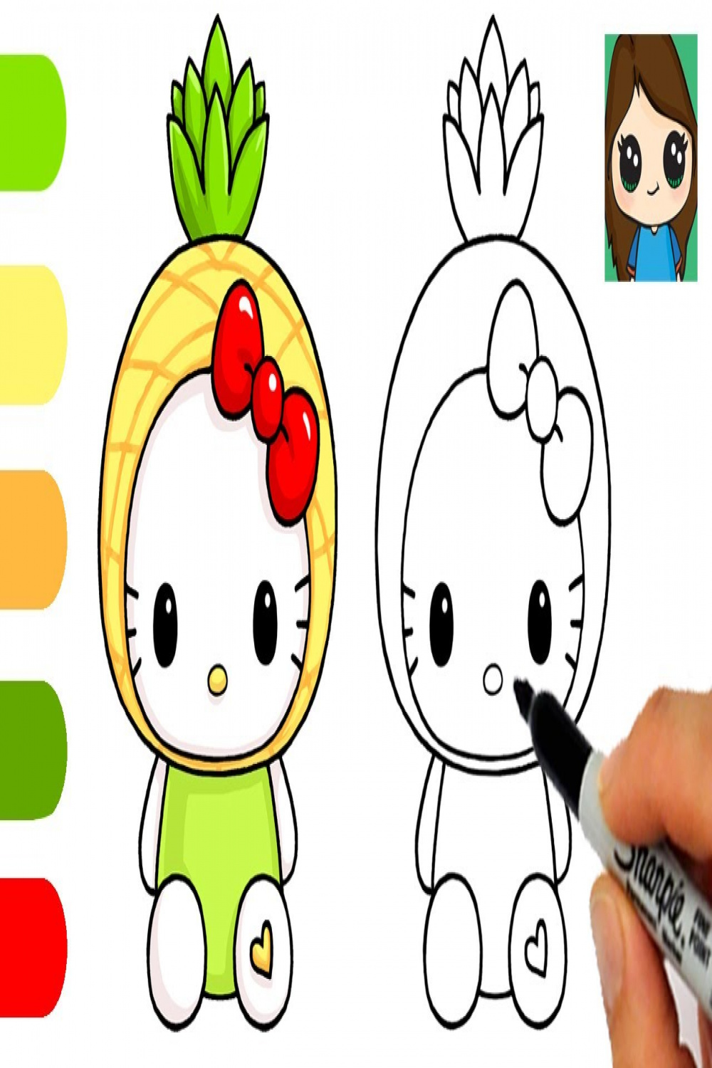 How to Draw Hello Kitty🍍 Pineapple Onesie