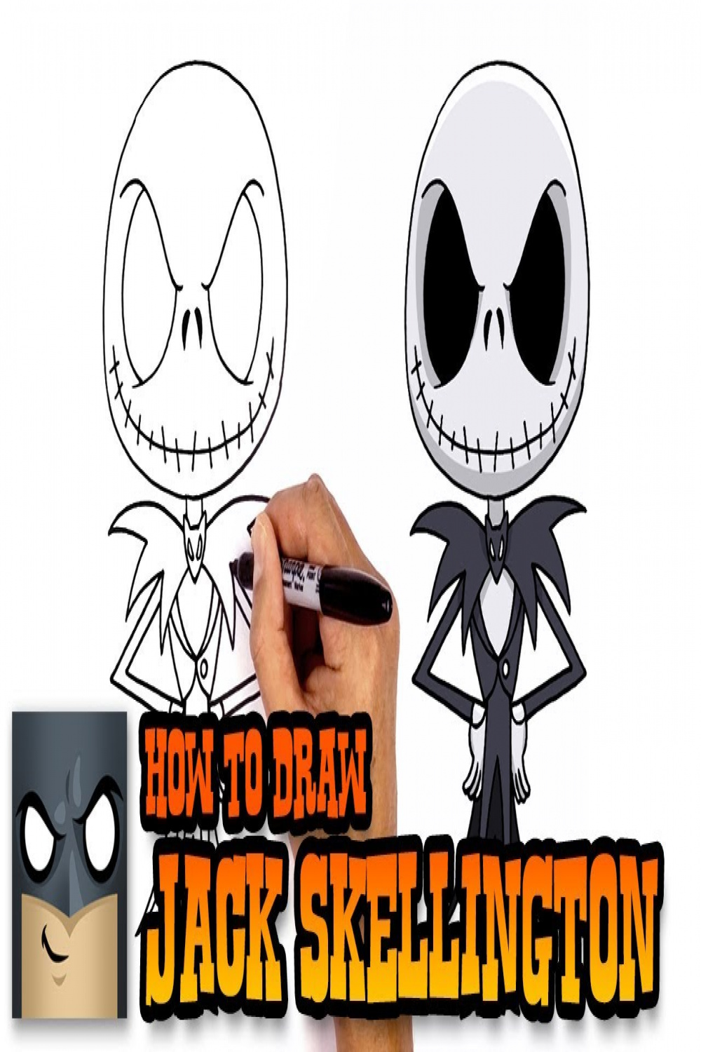 How to Draw Jack Skellington  Christmas Tutorial