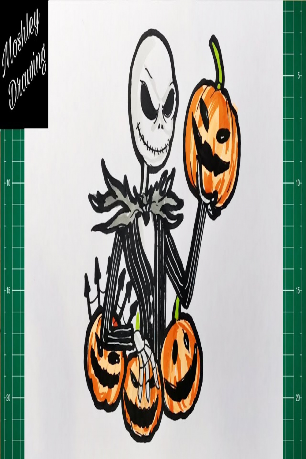 How to Draw Jack Skellington Holding a Halloween Pumpkin