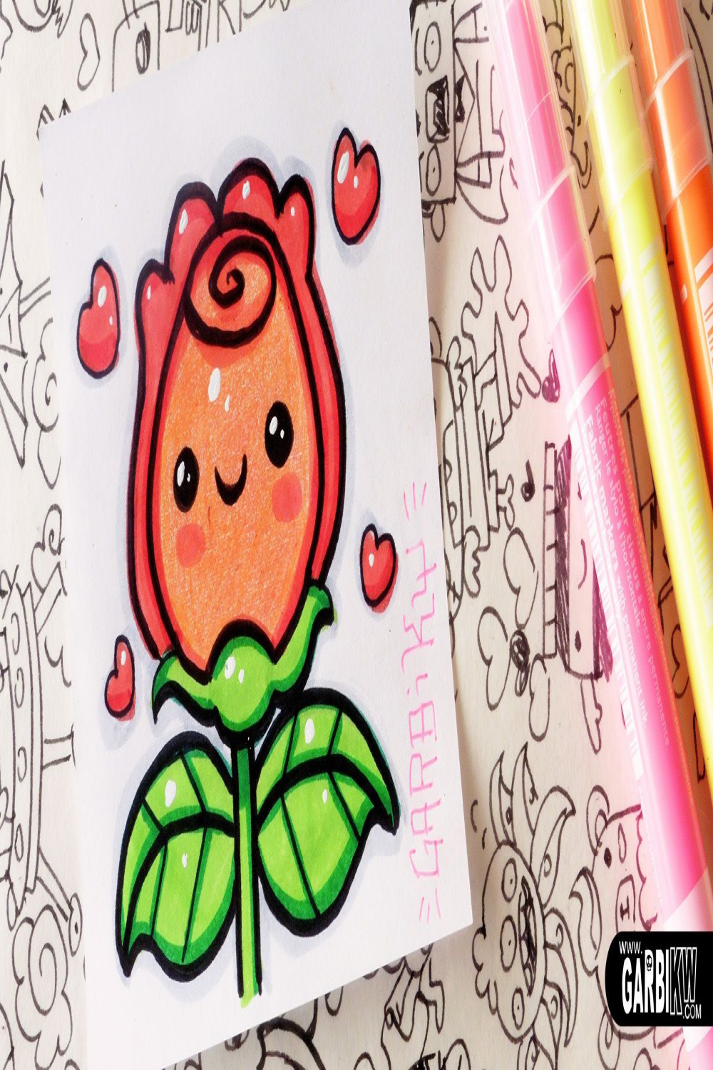 How To Draw Kawaii Rose by Garbi KW  Colorful drawings, Cute doodles, Cute  art