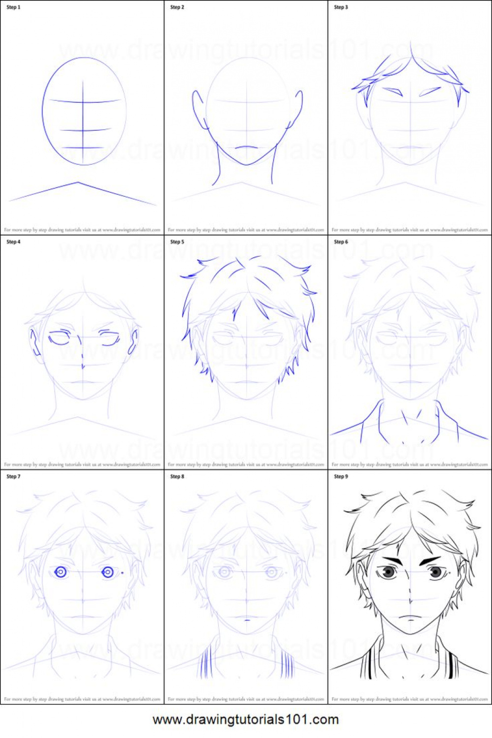 How to Draw Koushi Sugawara from Haikyuu!! printable step by step