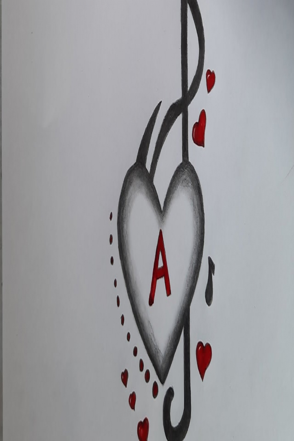 How to draw love heart with letter A / Beautiful heart drawing / Letter A  with heart / Heart drawing