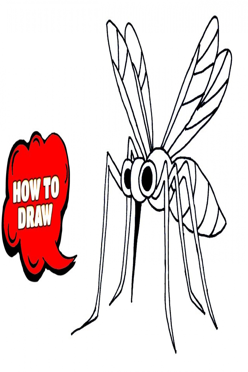 How to draw Mosquito  Mosquito drawing cartoon  Easy drawings
