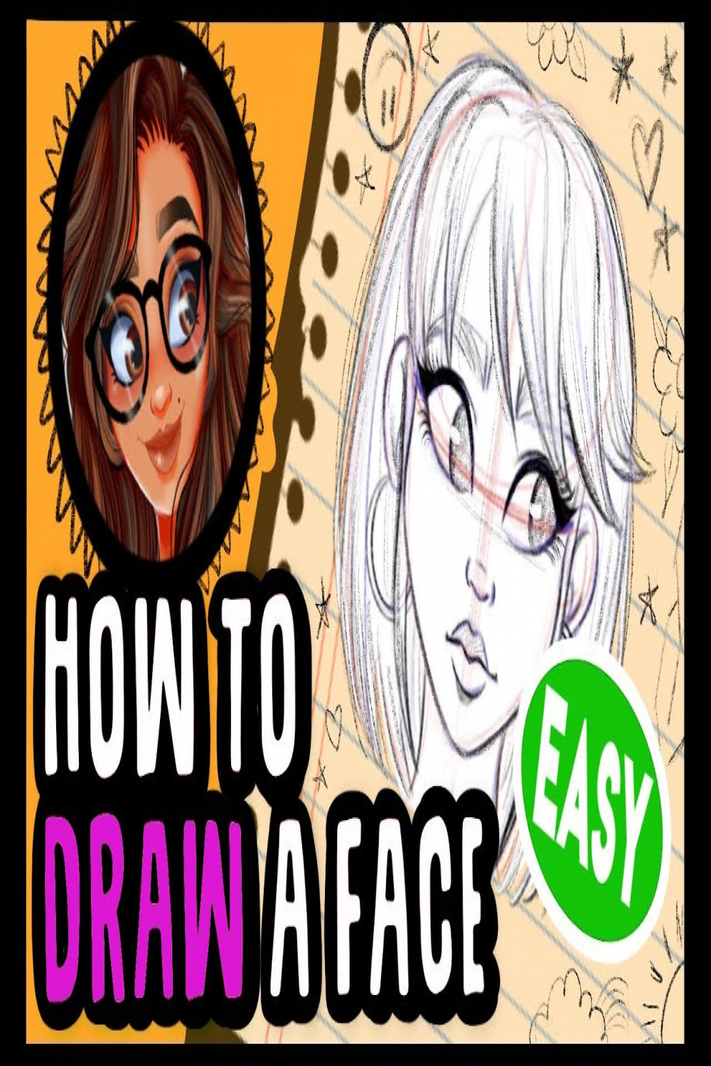 🖤HOW TO DRAW or SKETCH a HEAD and FACE 🖤CARTOON STYLE Tutorial STEP BY  STEP