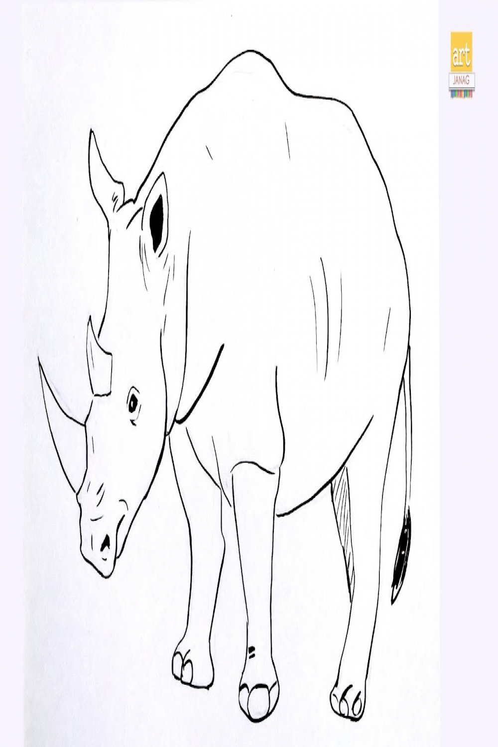 How to draw Rhinoceros Simply II Rhinoceros drawing II part  II #artjanag