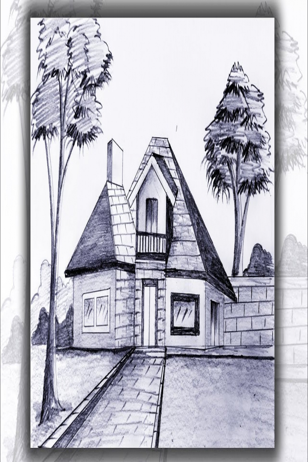 How to draw scenery with pencil  House sketch drawing tutorial