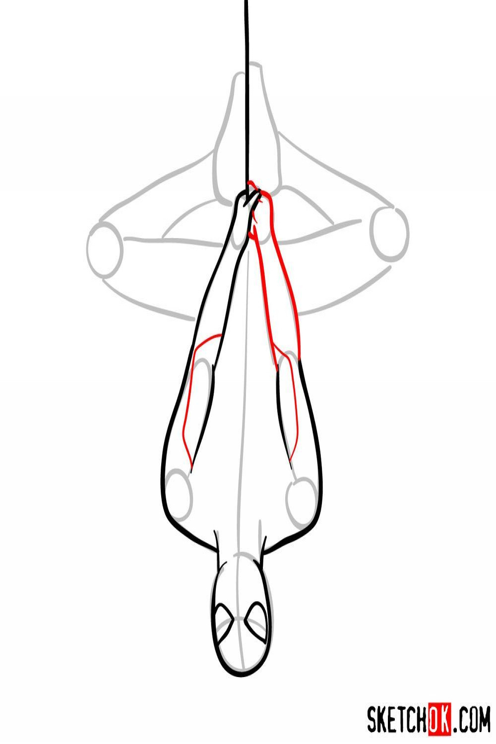 How to draw Spider-Man hanging on web - Sketchok easy drawing