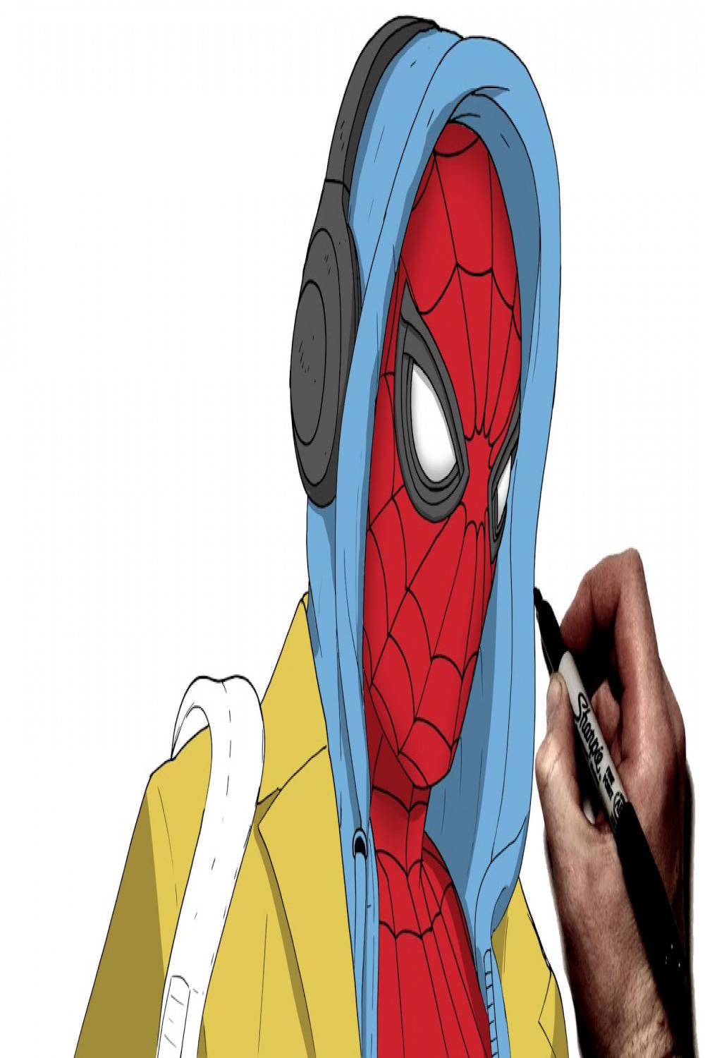 How To Draw Spider Man (Headphones)  Step By Step