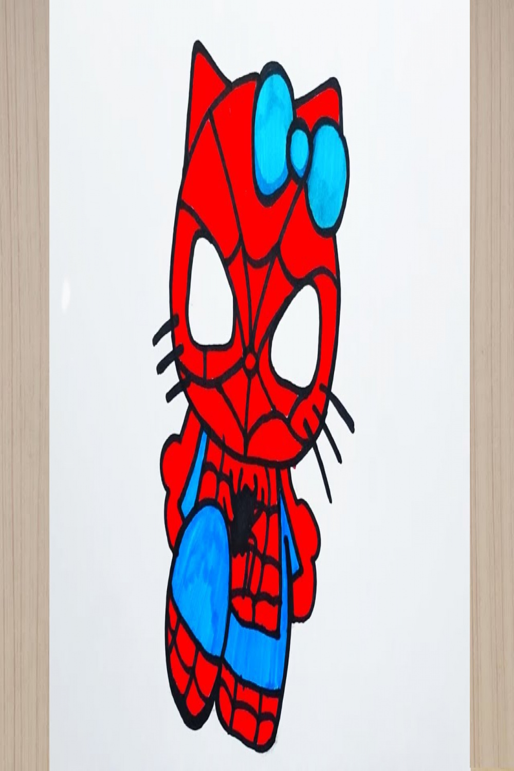 how to draw spiderman hello kitty / step by step easy drawing