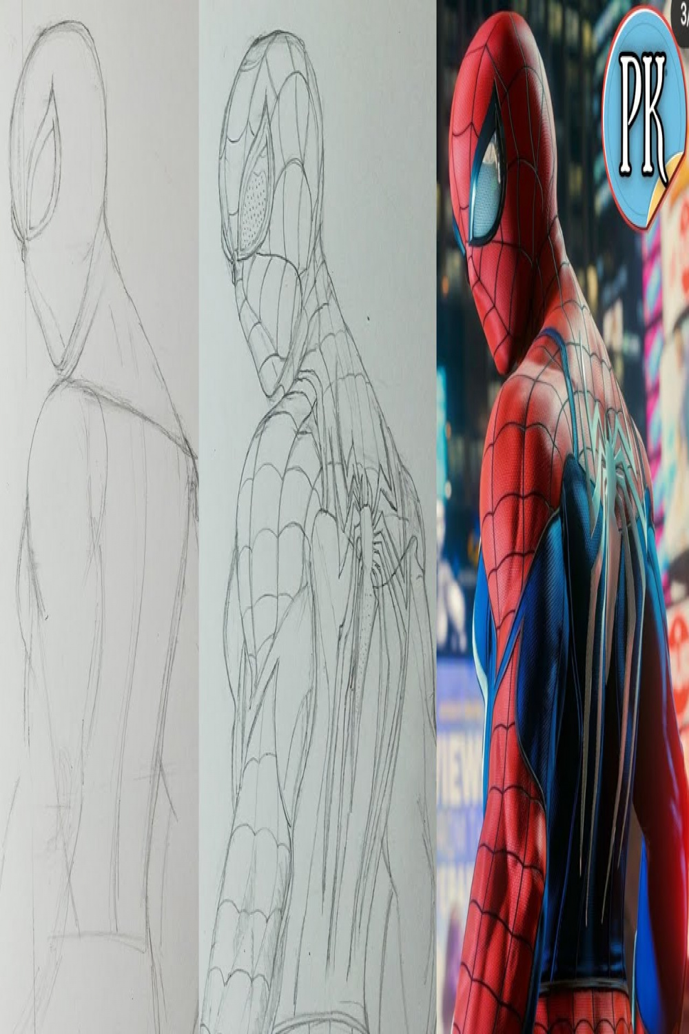 how to draw Spiderman (ps) //full outline tutorial easy way