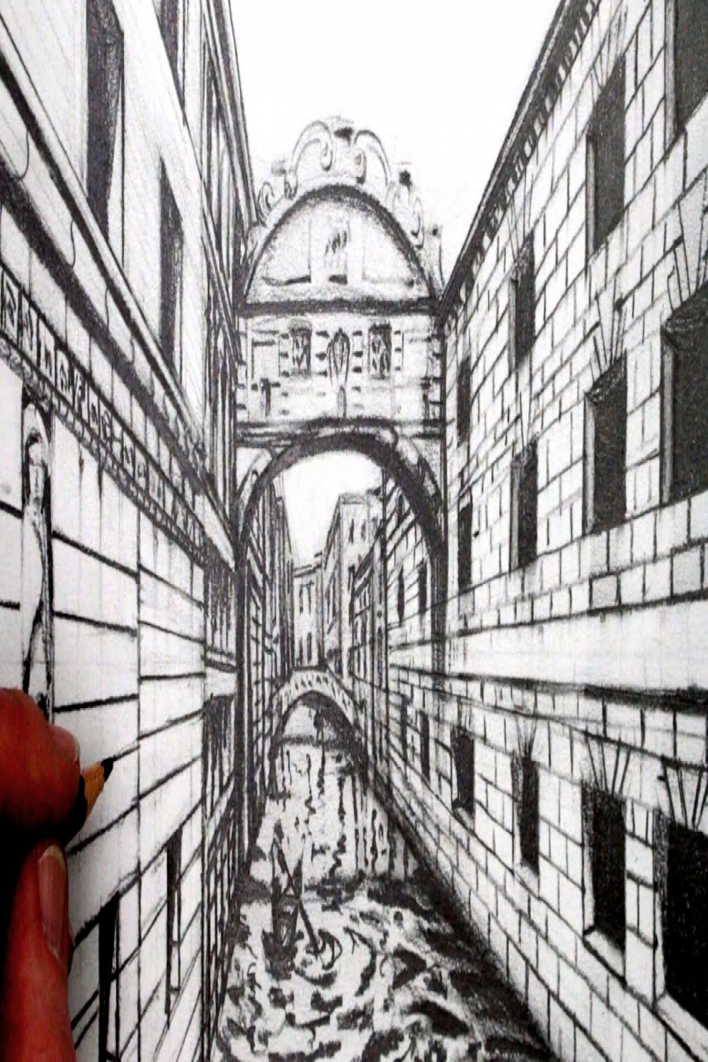 How to Draw using -Point Perspective: Draw a View of Venice
