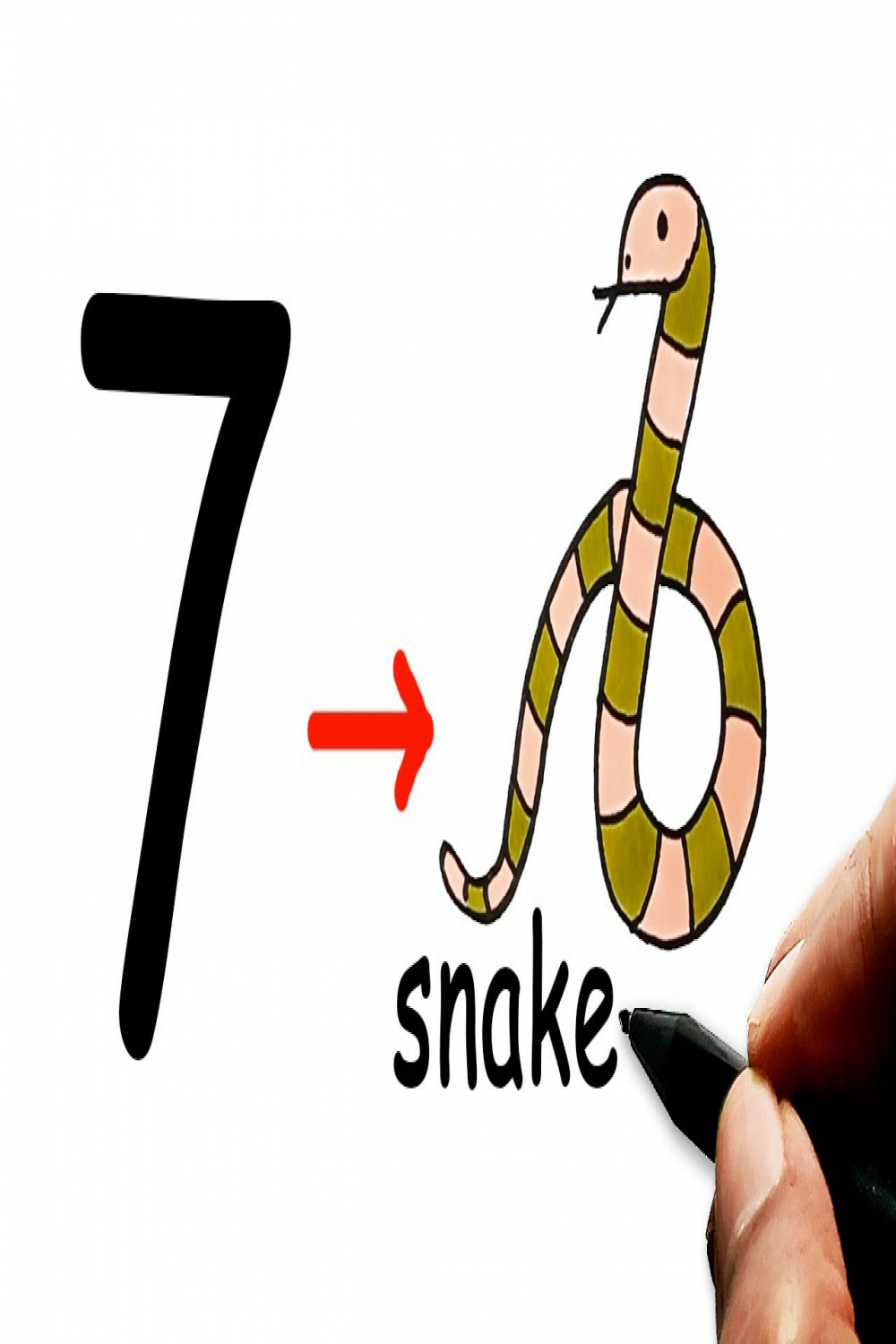 How To Make a Snake Drawing With  Number - Doodle Art Time Simple Tutorial