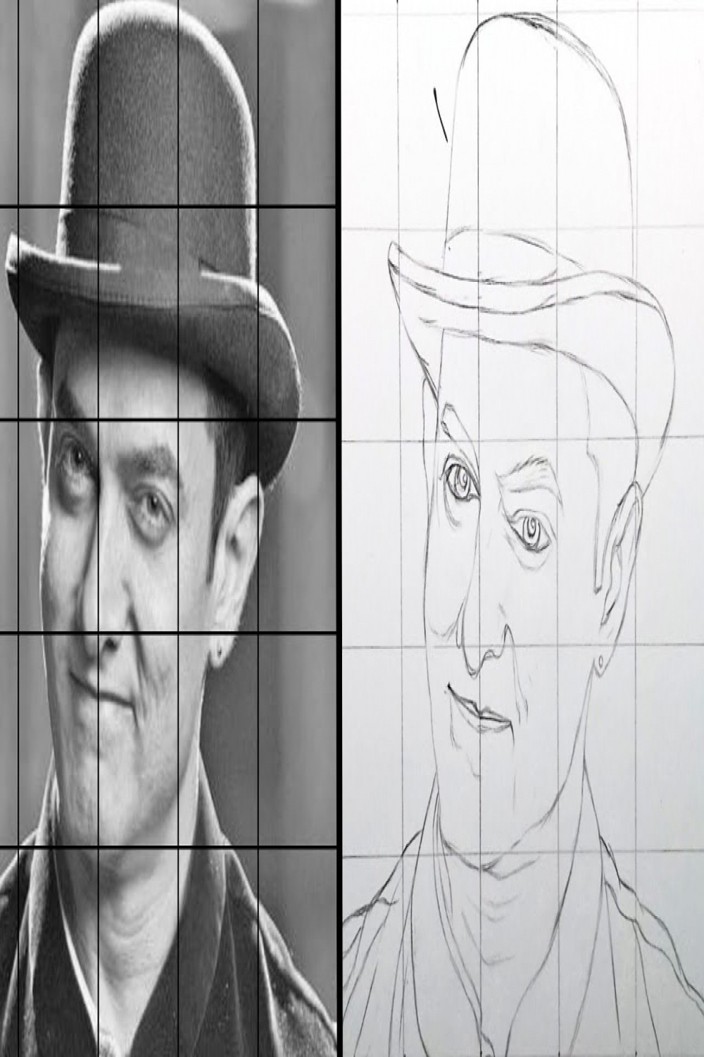 How to use Grid method  step by step face drawing  Amir Khan