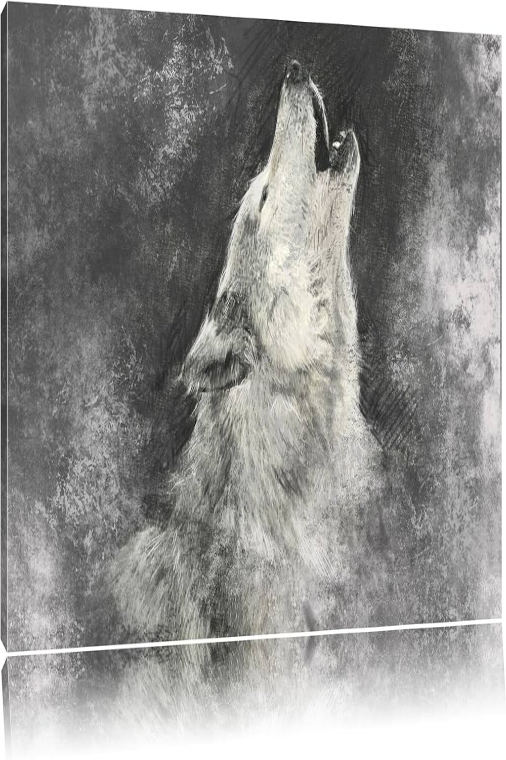 Howling Wolf Art canvas, XXL huge Pictures completely framed with