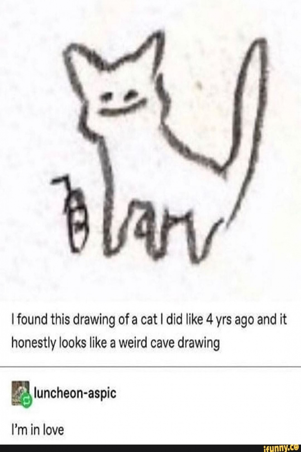 I found this drawing of a cat I did like  yrs ago and it honestly