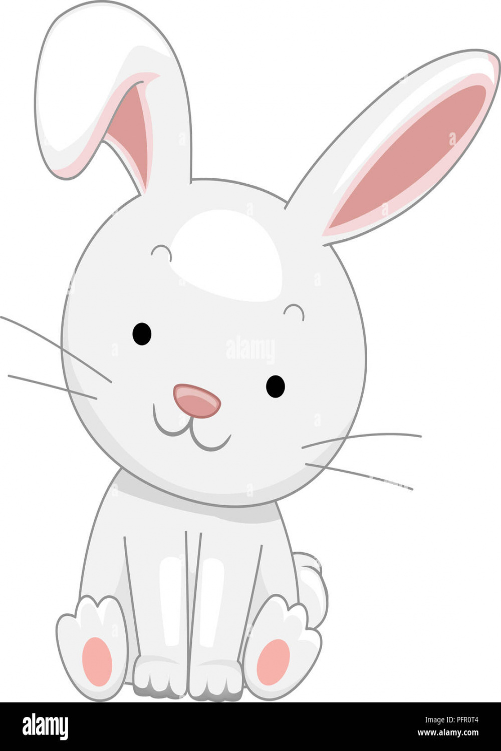 Illustration of a White Rabbit Sitting Down Stock Photo - Alamy