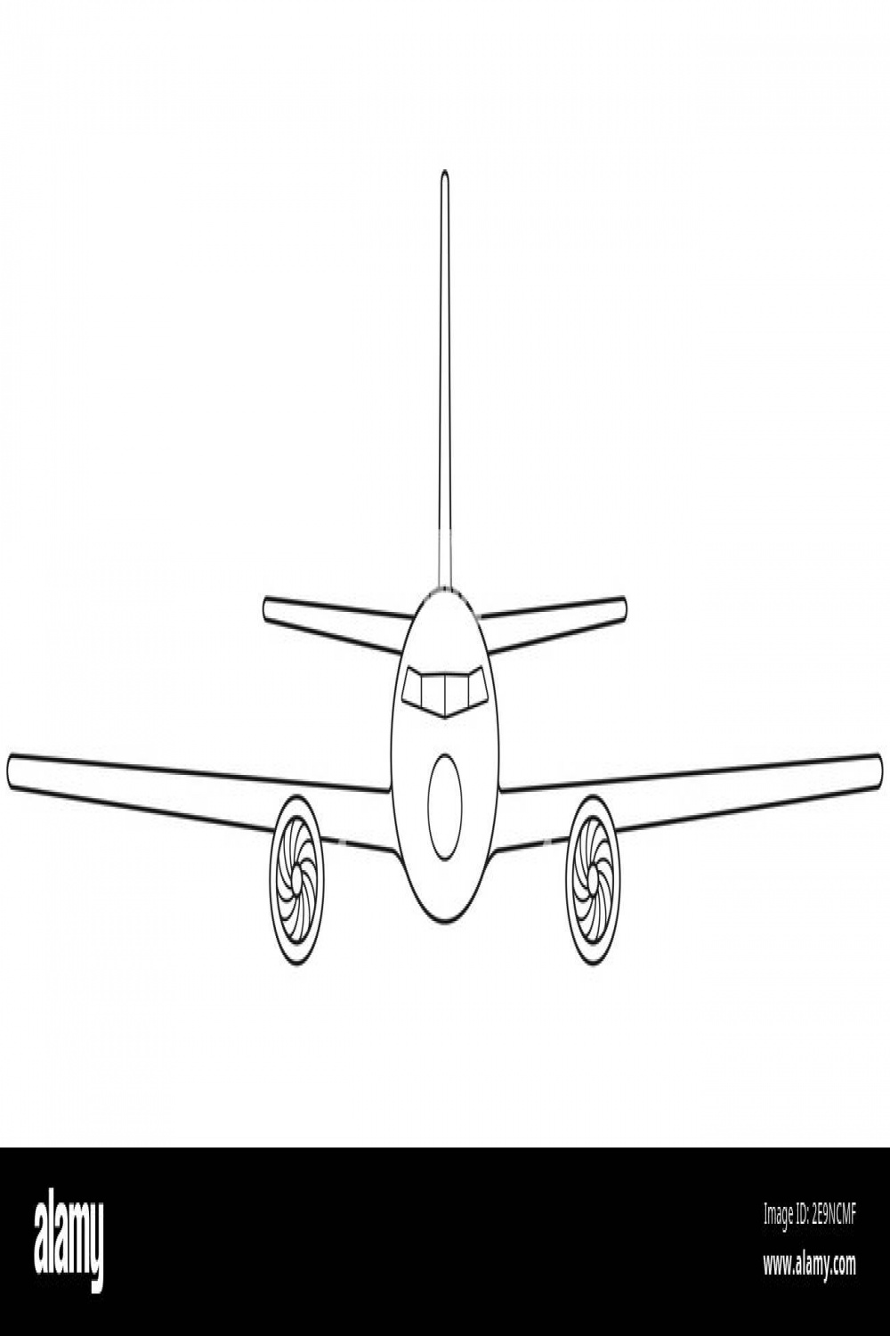 Illustration of the contour aeroplane front view Stock Vector