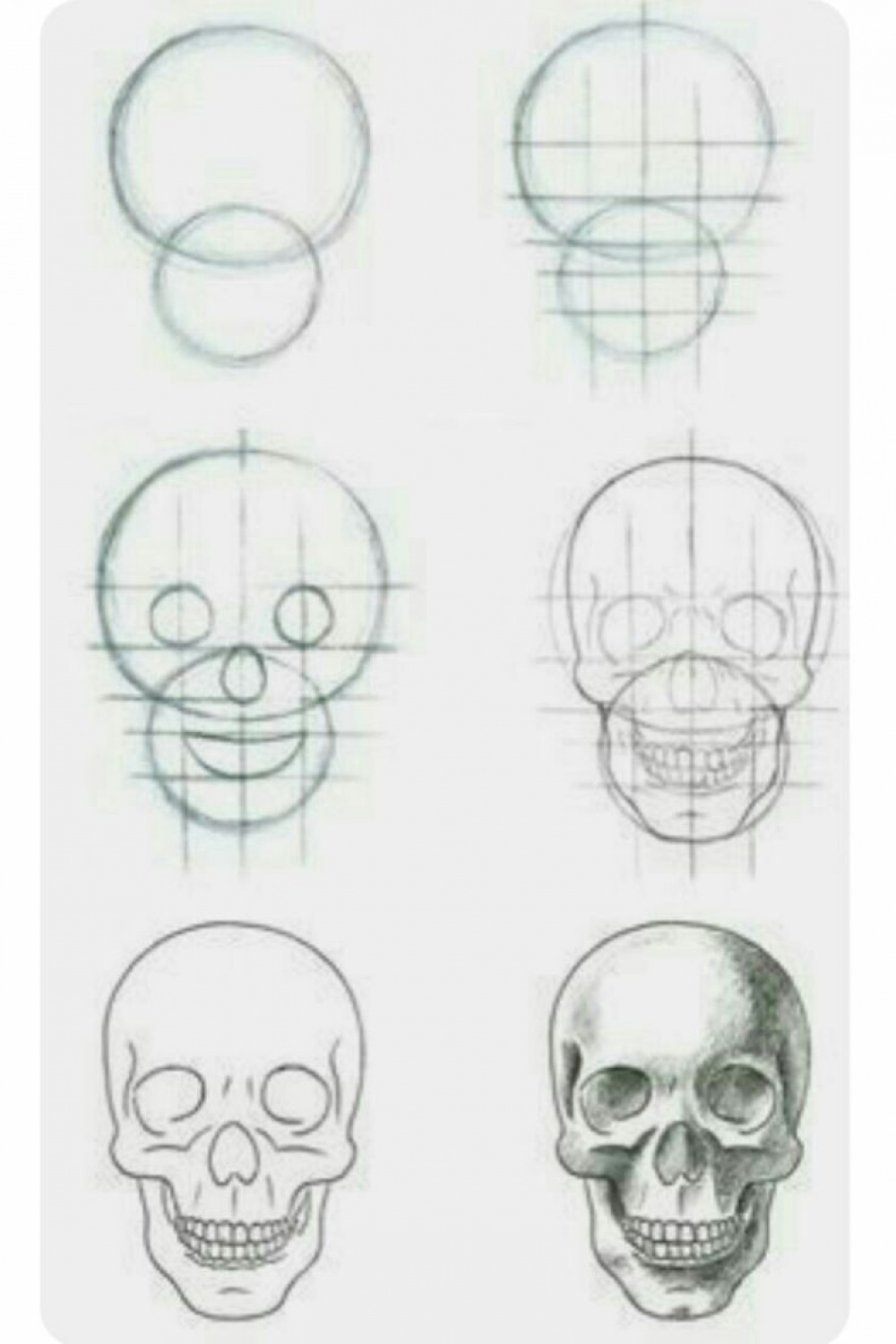 Image result for skull drawing step by step  Arte del cráneo