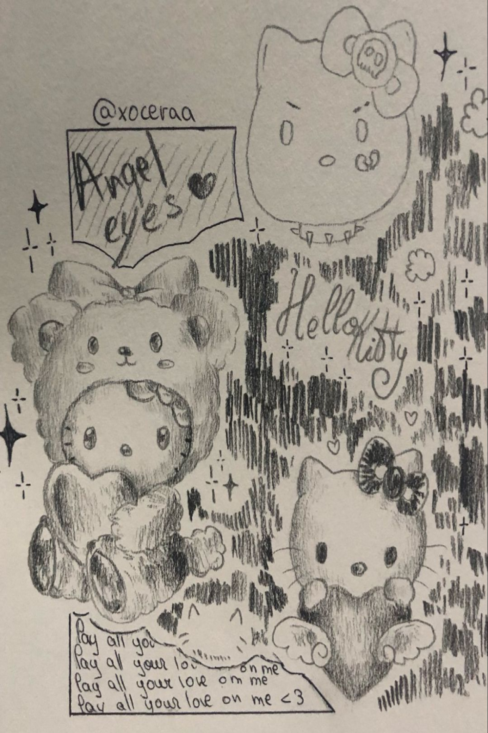 in luv w this <  Kitty drawing, Book art, Hello kitty drawing