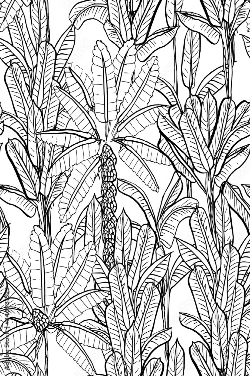 Indian Style Asian Textile Print, Hand Drawn Doodle Drawing Garden
