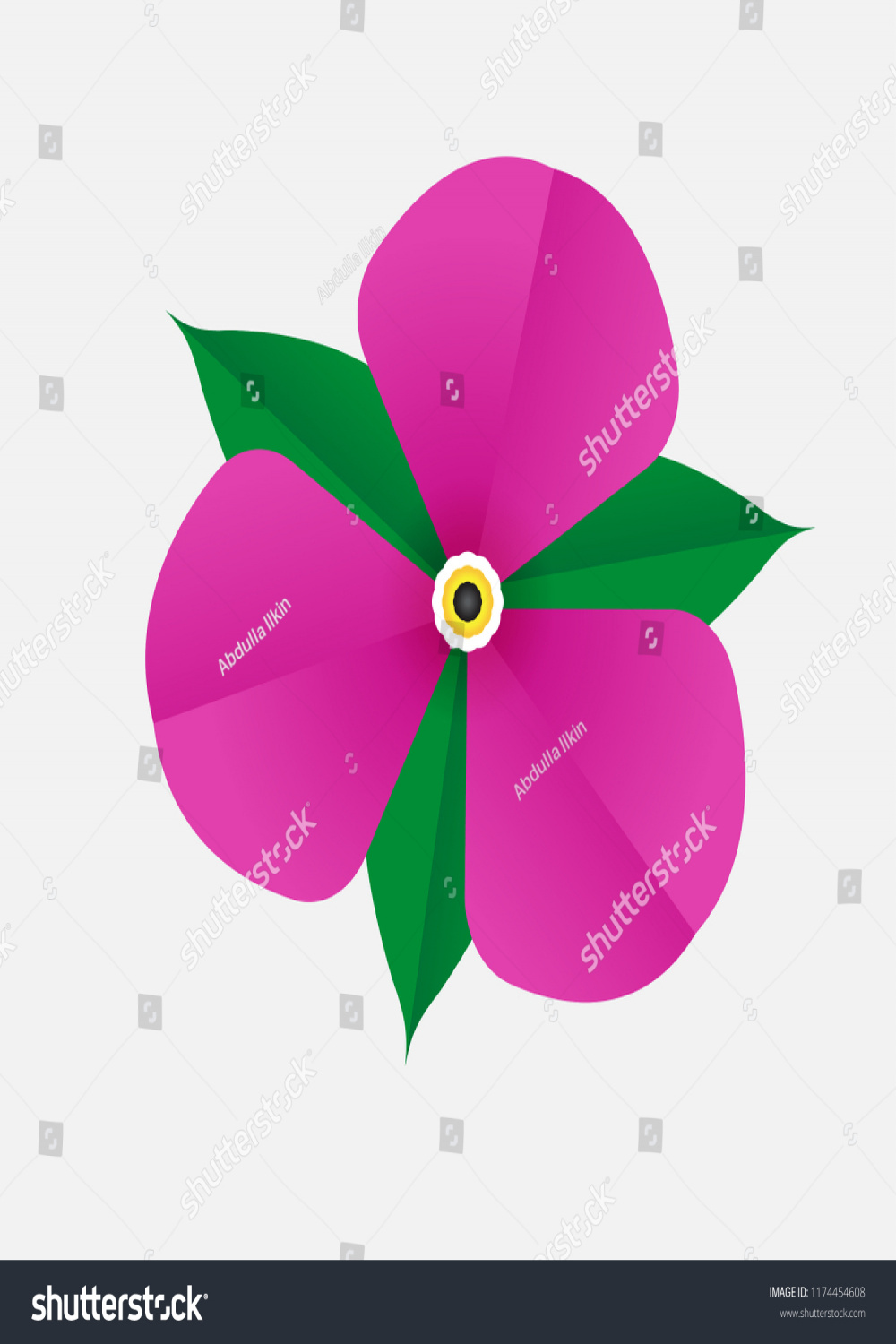 Isolated Realistic Flower Three Pink Petals Stock Vector (Royalty