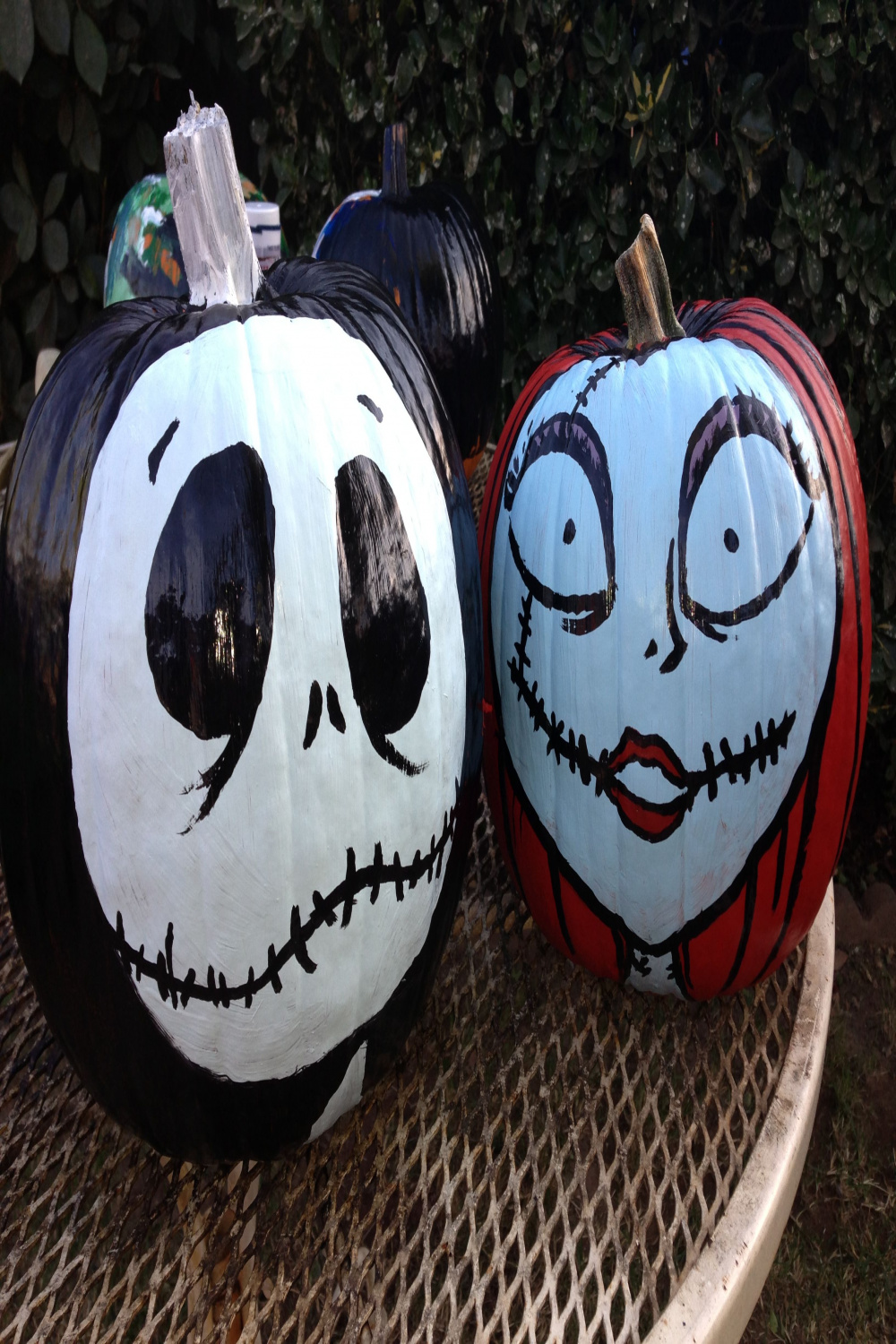 Jack and Sally painted pumpkins  Jack skellington pumpkin stencil