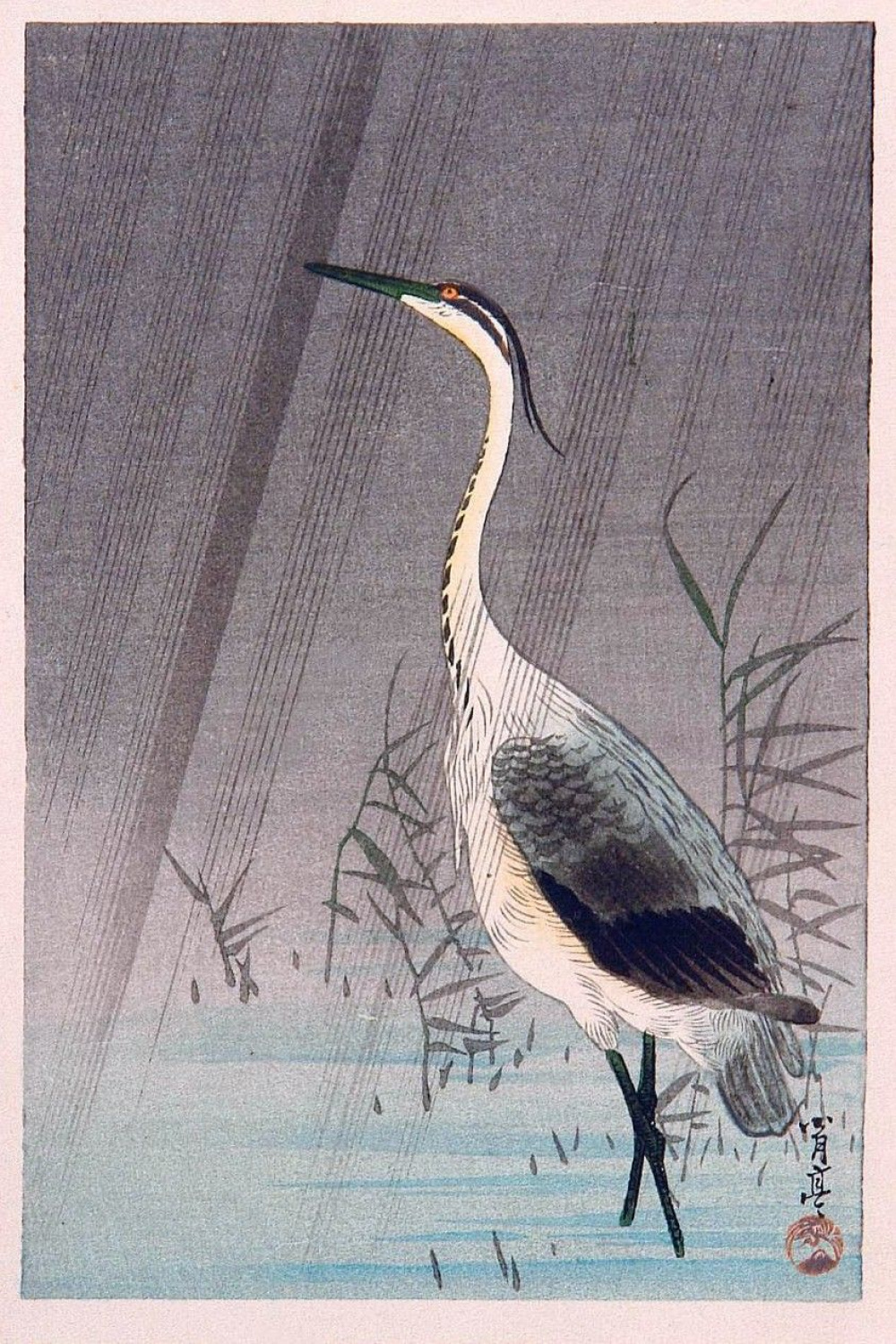 Japanese style heron  Japanse prenten, Japan, Kunst